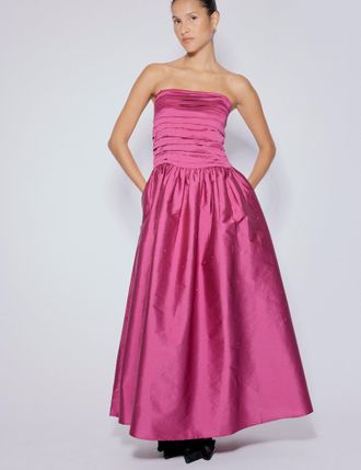 Nobody's Child Pink Satin Bandeau Felicity Midaxi Dress