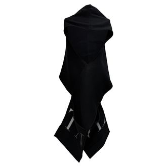 Valentino Pre-owned Womens Garavani VLTN Hooded Scarf with Pockets in Black Wool - One Size