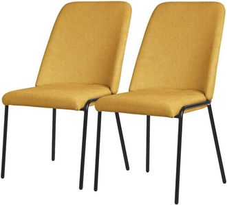 ML Design Ml-design Juego De 2x Sillas De Comedor En Color Mostaza, Poli&eacute;ster Tapizado Con Patas De Metal Asiento Acolchado Con Respaldo Dise&ntilde;o Atemporal Mueble