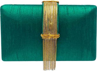 Simitri Jewel Fringe Clutch in Emerald Green at Nordstrom