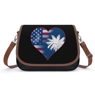 Generic U.S.A. State of South Carolina Flag Heart Womens Crossbody Bag Fashion Shoulder Handbags Message Tote Bag with Adjustable Strap