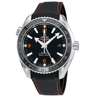 Omega Pre-Owned Omega Planet Ocean GMT Black Dial Rubber Strap Mens Watch 23232442201002