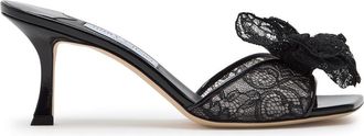 Jimmy Choo London Skye Corsage 70 Floral-appliqu&eacute;d Lace Mules - Black - 39 (IT39 / UK6)