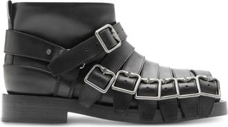 Burberry EKD Motif Multi-Strap Leather Boots, Brand Size 39.5 (US Size 6.5)