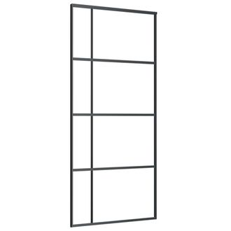 vidaXL Vidaxl - Puerta Corredera Esg Vidrio Y Aluminio Negra 90x205 Cm