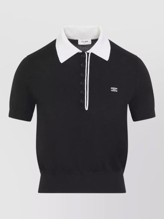 Celine cashmere silk polo knit top