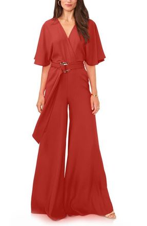 Vince Camuto Open Back Wide Leg Belted Jumpsuit in Rust at Nordstrom, Size Small