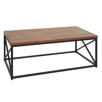 Hhg Mesa De Centro Hhg 125, Mesa De Sal&oacute;n Mesa Auxiliar Mesa De Sof&aacute;, Estructura Met&aacute;lica 3d 44x110x60cm, Aspecto Roble Salvaje
