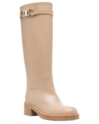Ferragamo Gancini Ornament Leather Boot