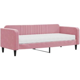 vidaXL Sof&aacute; Cama Con Colch&oacute;n Terciopelo Rosa 90x200 Cm Vidaxl