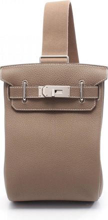 Herm&egrave;s Etoupe Gray Gray Leather Togo Leather Fanny Pack (Pre-Owned)