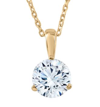 Pompeii3 1/3Ct Diamond Small Solitaire Pendant Lab Grown 14k Yellow Gold 3-Prong Necklace