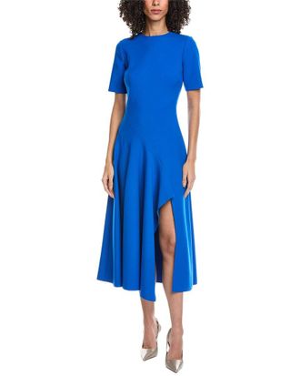 Oscar De La Renta Oscar De La Renta Wave Detail Stretch Wool-Blend Maxi Dress