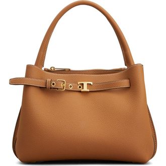 Tod's Mini T Timeless Leather Top Handle Bag in Kenia Scuro at Nordstrom