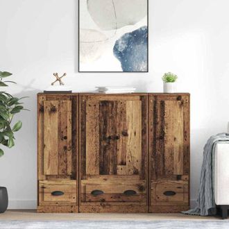 vidaXL vidaXL Credenza con cassetto 3 pcs Legno vecchio Legno multistrato