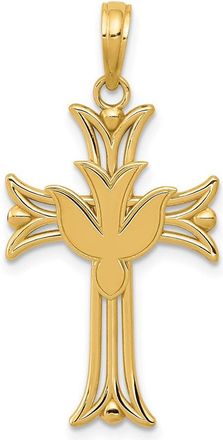 Diamond2Deal 14k Yellow Gold Dove on Cross Pendant