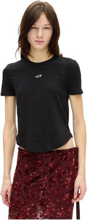 Ann Demeulemeester Tops, Dames, Zwart, M, Katoen, Floor Micro T-Shirt