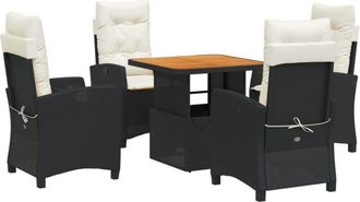 vidaXL Set De Muebles Jard&iacute;n 5 Pzas Con Cojines Rat&aacute;n Sint&eacute;tico Negro Vidaxl