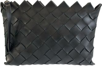 Bottega Veneta Black Intrecciato Clutch Bag (Pre-Owned)