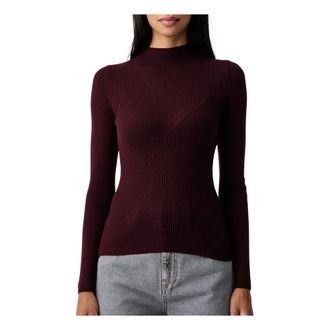 Twinset Jersey de cuello alto de lana acanalada - Knitwear - Mujer - Rojo - XL