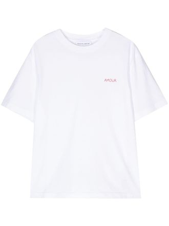 Maison Labiche slogan-embroidered cotton T-shirt - women - Organic Cotton - M - White