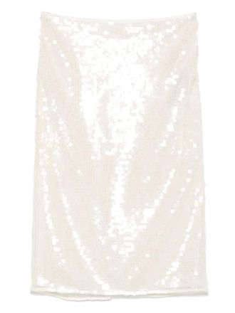 Stella McCartney sequinned skirt - women - Metallised Fibres/Polyamide/Polyester/Viscose - 38 - Neutrals