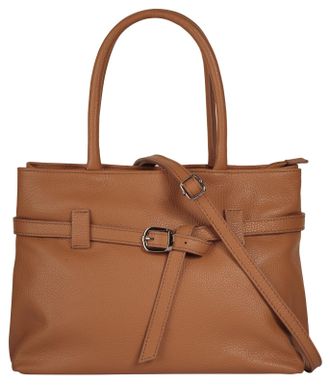 Cluty Henkeltasche CLUTY, Damen, Gr. B/H/T: 33cm x 23cm x 15cm onesize, cognac, Leder, leicht gl&auml;nzend, unifarben, Taschen Henkeltasche, echt Leder, Made in