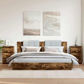 vidaXL Vidaxl - Mesita De Noche 2 Uds Contrachapado Roble Ahumado 40x35x62,5cm
