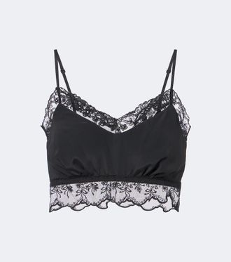 Simone Rocha Lace-trimmed satin bralette