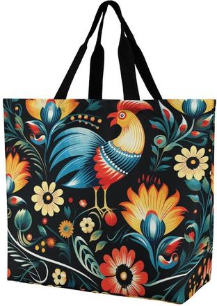 Generic Polish Folk Art Pattern Shopping Bag Large Capacity Women Handbag Lightweight Handbags For Casual Beach Work