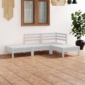 vidaXL Juego De Muebles De Jard&iacute;n 4 Pzas Madera Maciza De Pino Blanco Vidaxl