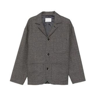 Nine In The Morning Pied-de-poule blazer met klassieke revers - Heren - Jassen - Grijs - Maat: M Zijde