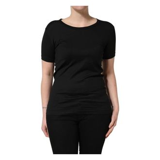 Dolce & Gabbana T-Shirts, female, Black, Size: 3XL Round Neck T-Shirt