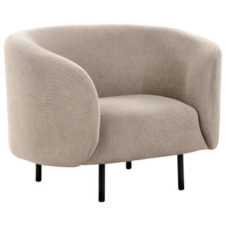 Beliani Sill&oacute;n Curvo Moderno Art Deco Patas Negras Tela Poli&eacute;ster Gris Pardo Loen