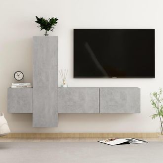 Berkfield Home 3 Piece TV Cabinet Set Concrete Grey Engineered Wood