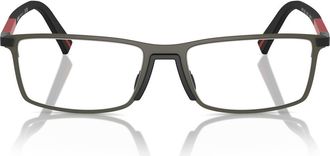 Prada 55mm Rectangular Optical Glasses in Grey Rubber at Nordstrom
