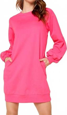 Sugarlips Deanna Balloon Sleeve Sweatshirt Mini Dress In Fuchsia