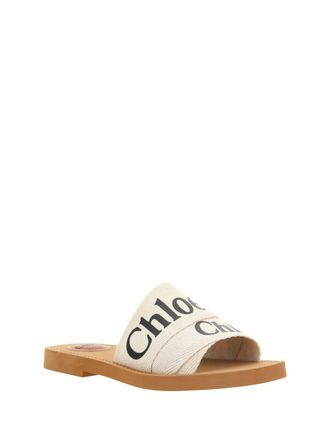 Chlo&eacute; Womens Woody Sandals White Upper: Cotton; Sole: Rubber