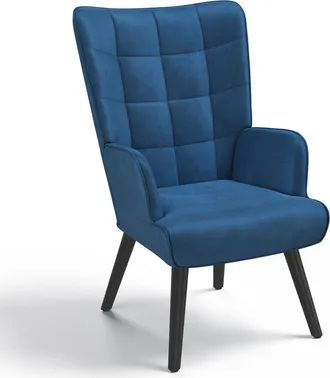 IDMarket Idmarket - Poltrona Scandinava In Velluto Blu Ania