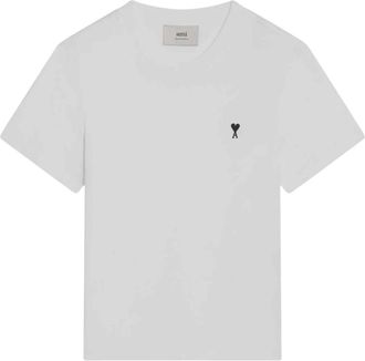 Ami Quota Cropped Contrasted ADC T-Shirt - Dames - T-shirts - Wit - XS - Katoen - Tops