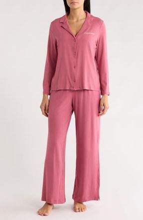 Calvin Klein Logo Long Pajamas in Rose Wine at Nordstrom Rack, Size X-Large