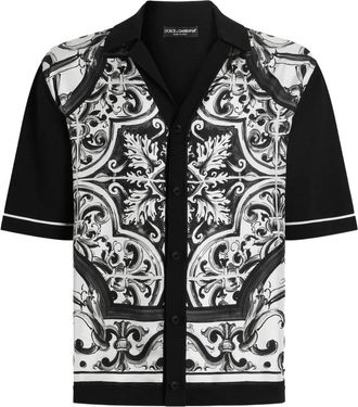 Dolce & Gabbana Camicia con stampa maioliche - Nero