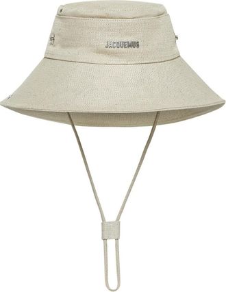 Jacquemus Accessories, female, White, 58 CM, Adjustable Linen Cotton Beige Hat