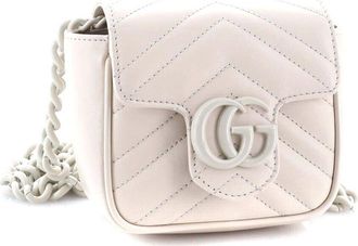 Gucci Gg Marmont Flap Belt Bag Matelass&eacute; Leather Mini (Authentic Pre-Loved)