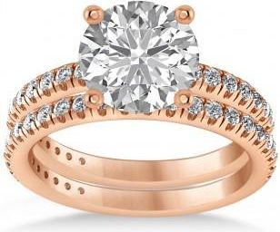 Allurez Moissanite & Diamond Round-Set Semi-Eternity Bridal Set 18k Rose Gold (2.22ct)