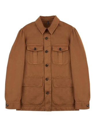 Incotex button-up jacket - men - Cotton/Linen/Flax - 48 - Brown