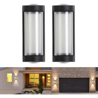 OEM Juego De 2 Apliques De Pared Para Exteriores, Iluminaci&oacute;n Ascendente Y Descendente Para Patios, Led De 16 W, 3000 K, Resistente Al Agua Ip65, Color Ne