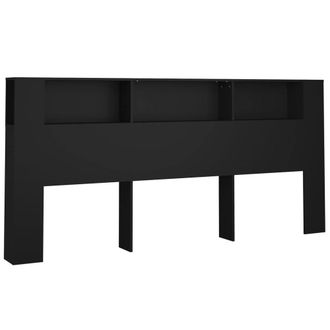 Berkfield Home Headboard Cabinet Black 220x18.5x104.5 cm