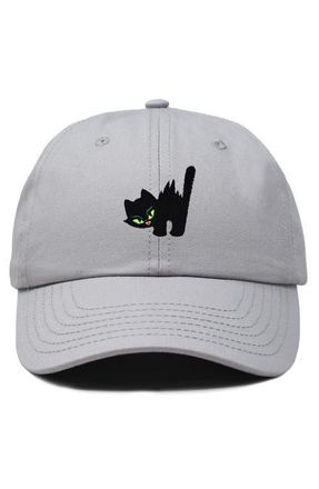 Dalix Blink Black Cat Dad Cap in Gray at Nordstrom