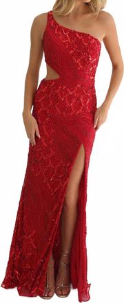 Primavera Floor-Length One-Shoulder Prom Dress In Red